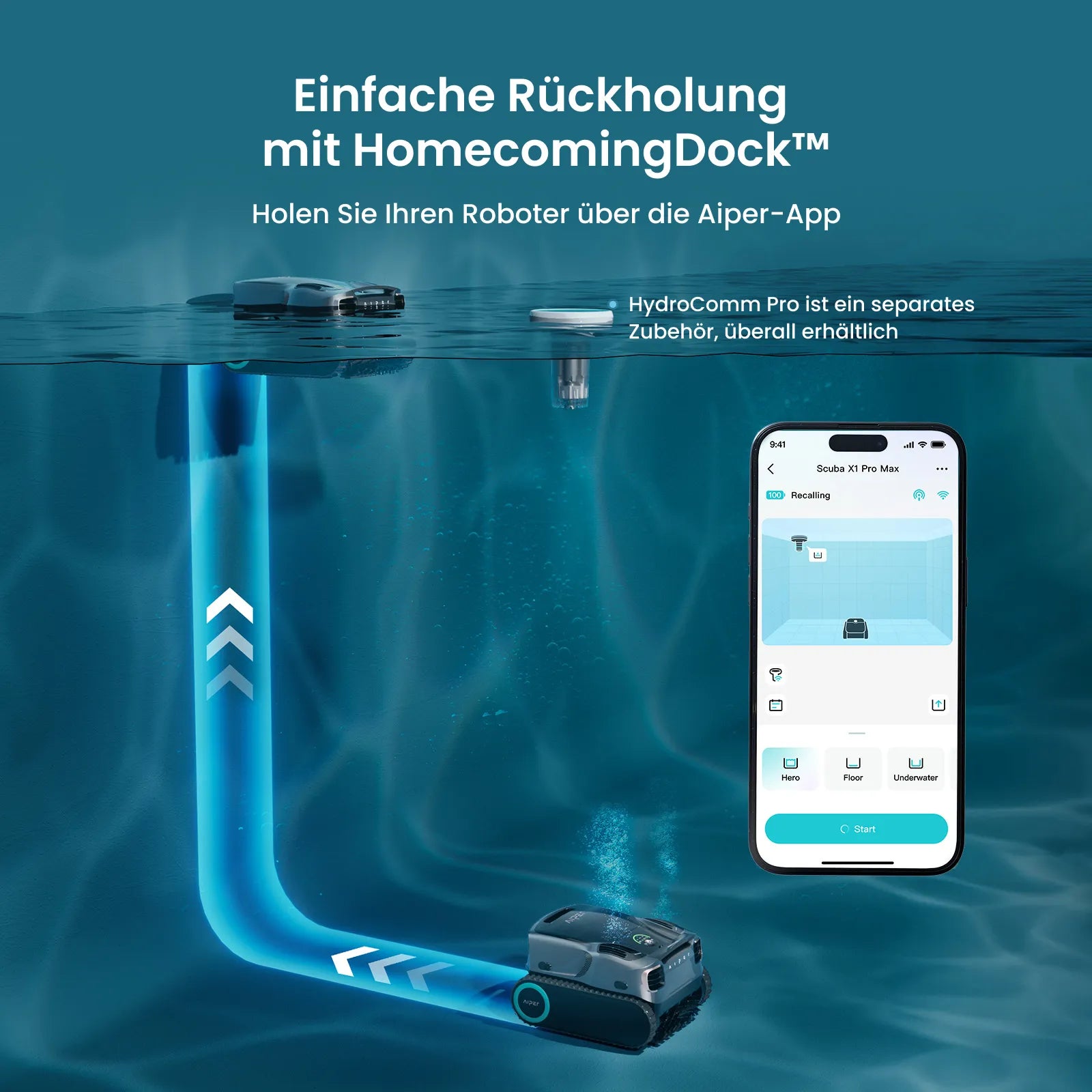 Aiper Scuba X1 Pro Max Poolroboter kabellos mit Akku, 360° Mapping FlexiPath 2.0