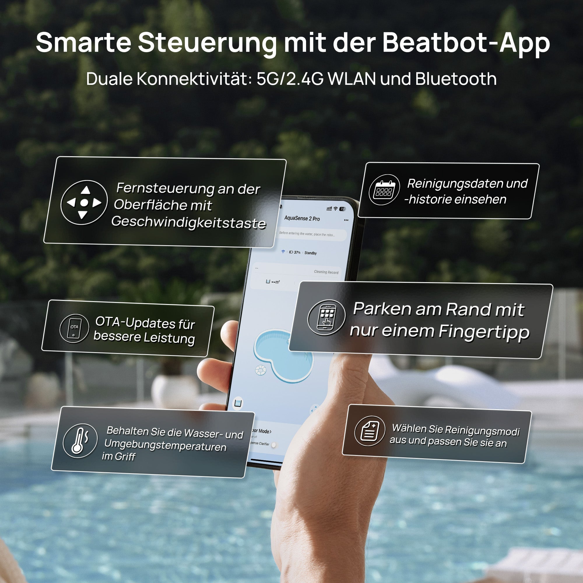 Beatbot AquaSense 2 Pro Poolroboter bis 300m² + iSkim Ultra Oberflächen-Skimmer