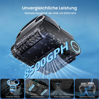 Aiper Scuba X1 Pro Max Poolroboter kabellos mit Akku, 360° Mapping FlexiPath 2.0