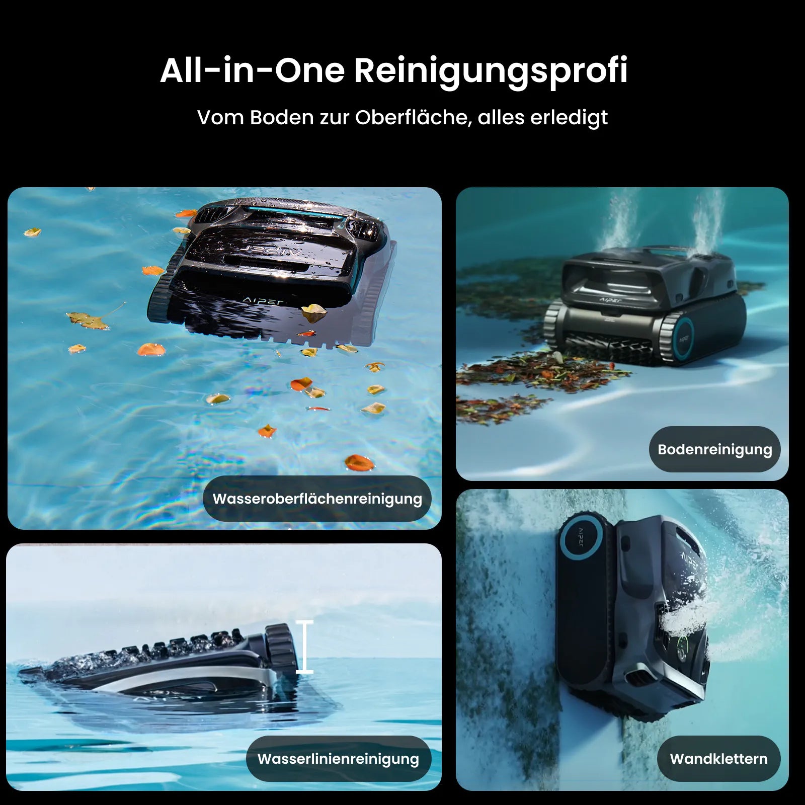 Aiper Scuba X1 Pro Max Poolroboter kabellos mit Akku, 360° Mapping FlexiPath 2.0